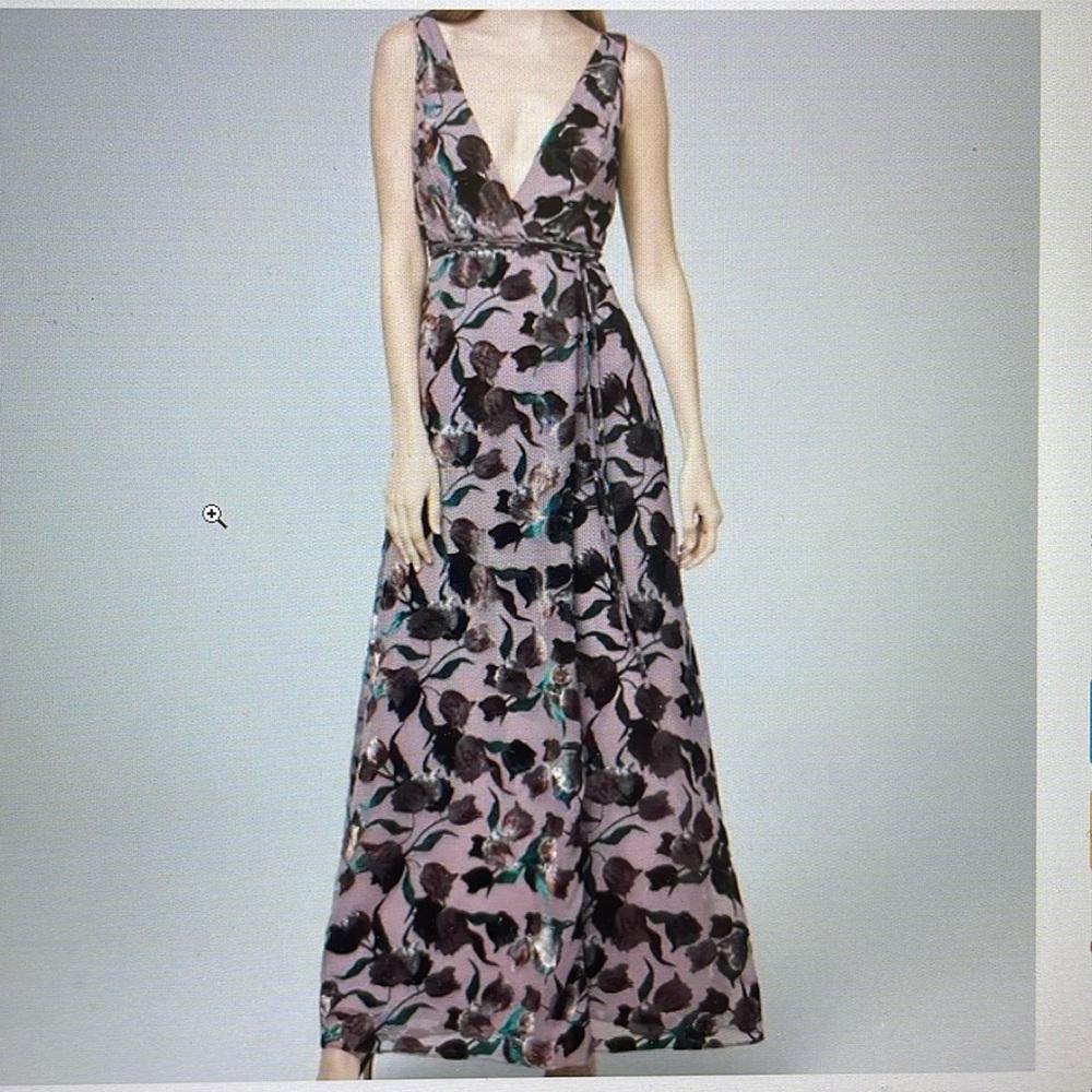 Aidan Mattox Burnout Velvet Wrap Dress Antique 4